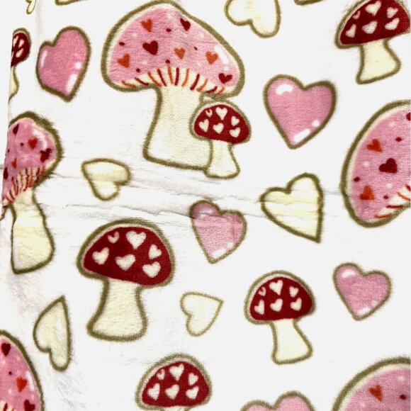 Rachel Roy Mushrooms Hearts Throw Blanket Red Pink Valentine Day Oversized 60x70 - Picture 5 of 7